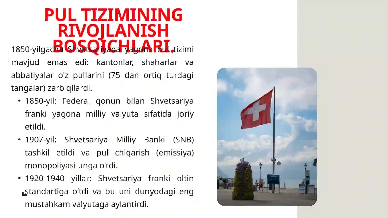 SHVETSARIYA PUL TIZIMI: TARIXIY TARAQQIYOT, BANK SEKTORI VA ZAMONAVIY XUSUSIYATLARI 3