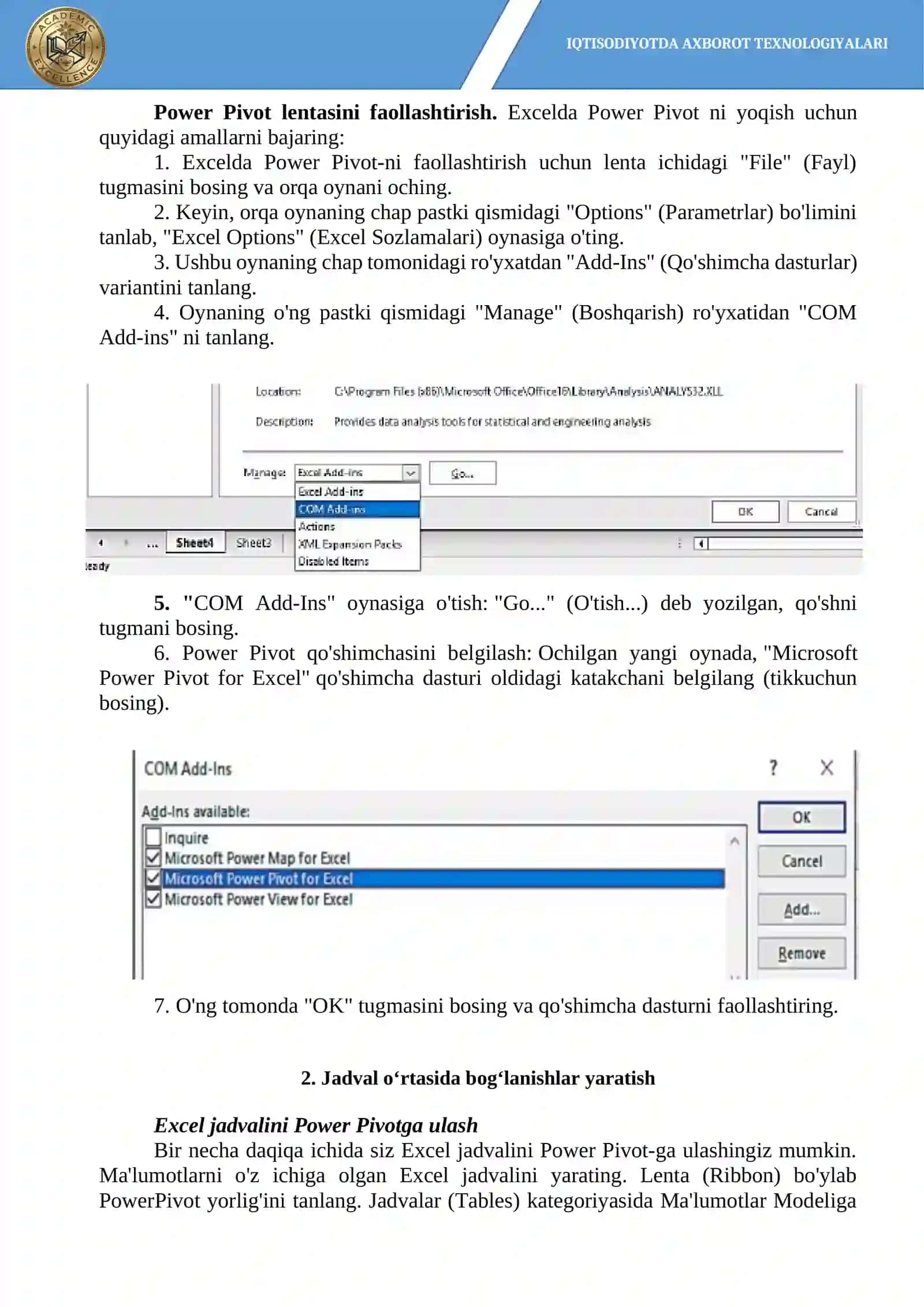 Ma’lumotlarni tahlil qilish uchun Excel Power Pivot 3
