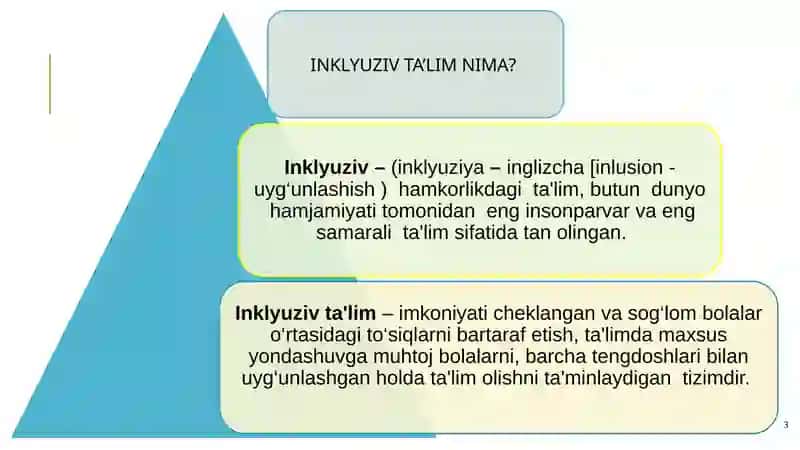 Inklyuziv ta’lim fanining predmeti maqsadi va vazifalari 3