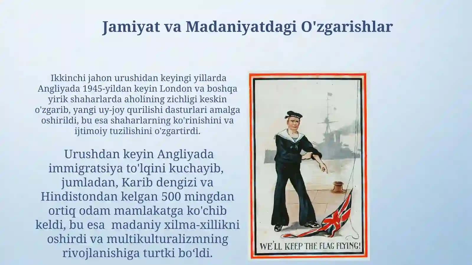 Angliya ikkinchi jahon urushidankeyingi yillarda: Jamiyat va Madaniyatdagi O'zgarishlar 3