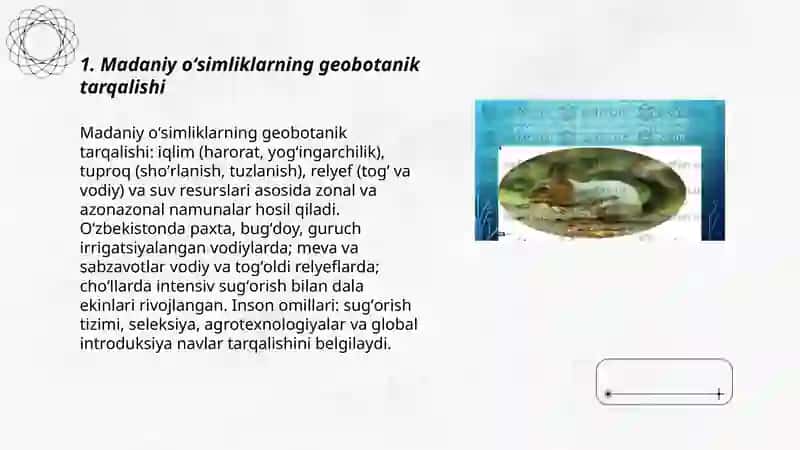 Madaniy oʻsimlik va tirik organizmlar olami geografiyasi 3