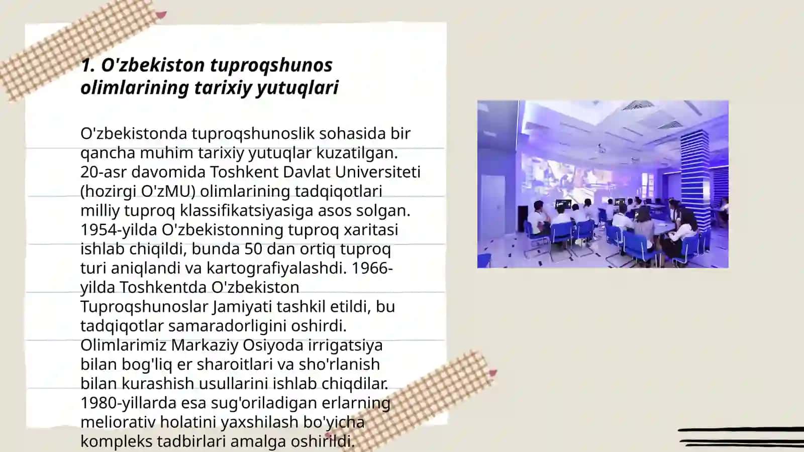 O’zbekiston tuproqshunos olimlari ilmiy ishlarining tuproqshunoslik fanining rivojlanishidagi ahamiyati 3