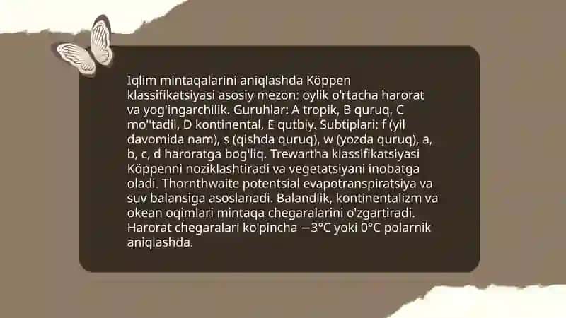 Iqlim mintaqalari va ularning farqli xususiyatlarini xaritaga tushurish 3