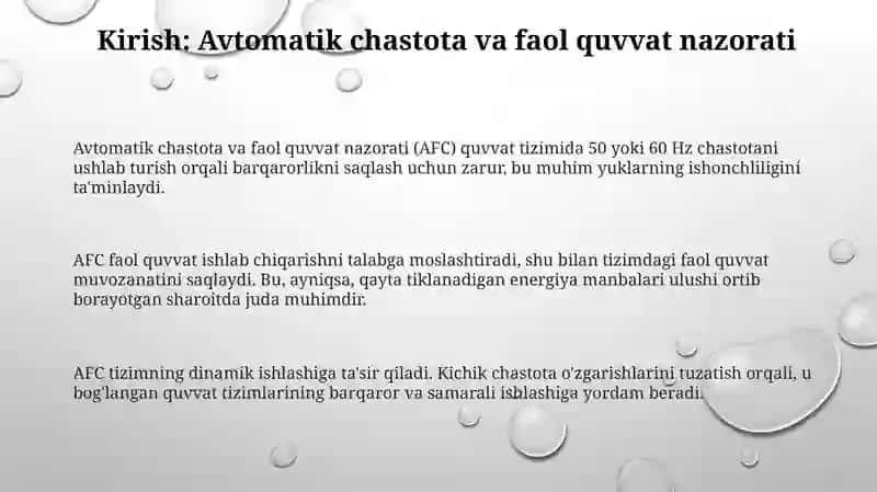 Chastota va aktiv quvvatni avtomatik rostlash 3