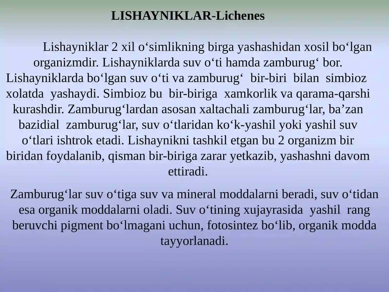 Lishayniklarning Ekologik Guruhlari 3