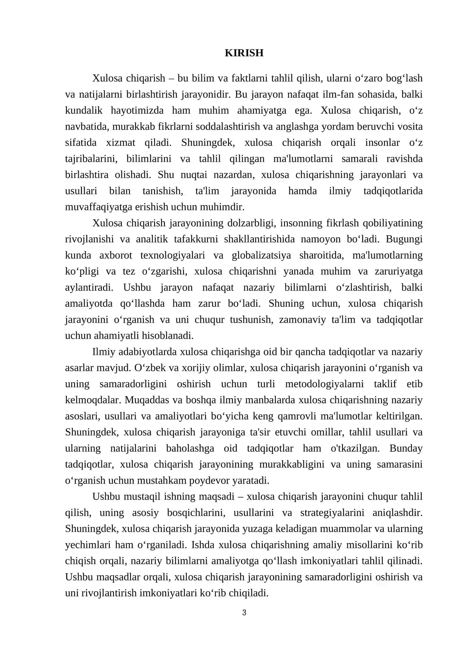 Xulosa chiqarishning umumiy tavsifi 3