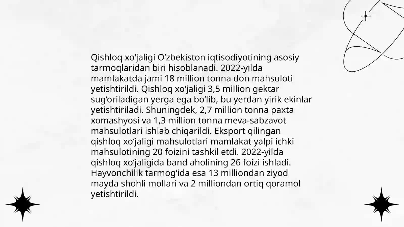 Qishloq xo'jaligi (Iqtisodiy faoliyat turlarining sektorlama tasnifi) 3