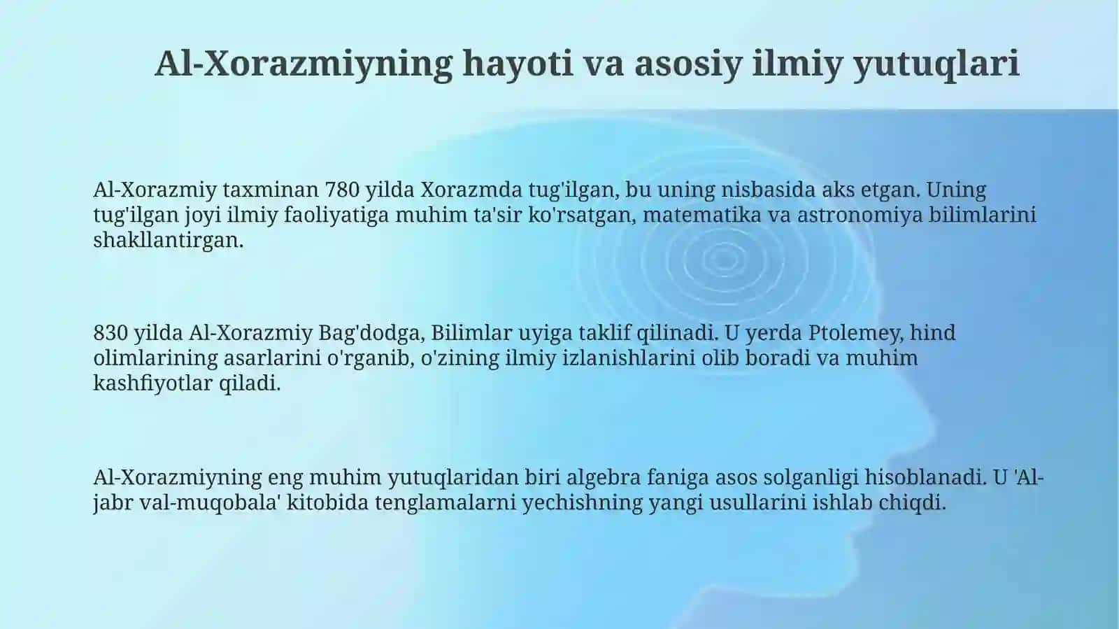 Al-Xorazmiyning hayoti va asosiy ilmiy yutuqlari 3