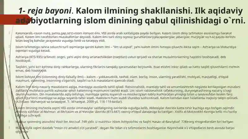 Islom dinining aqidaviy yo`nalishlari va maktablari. Markaziy Osiyo tarixida Hanafiya masxabining o’rni. 3