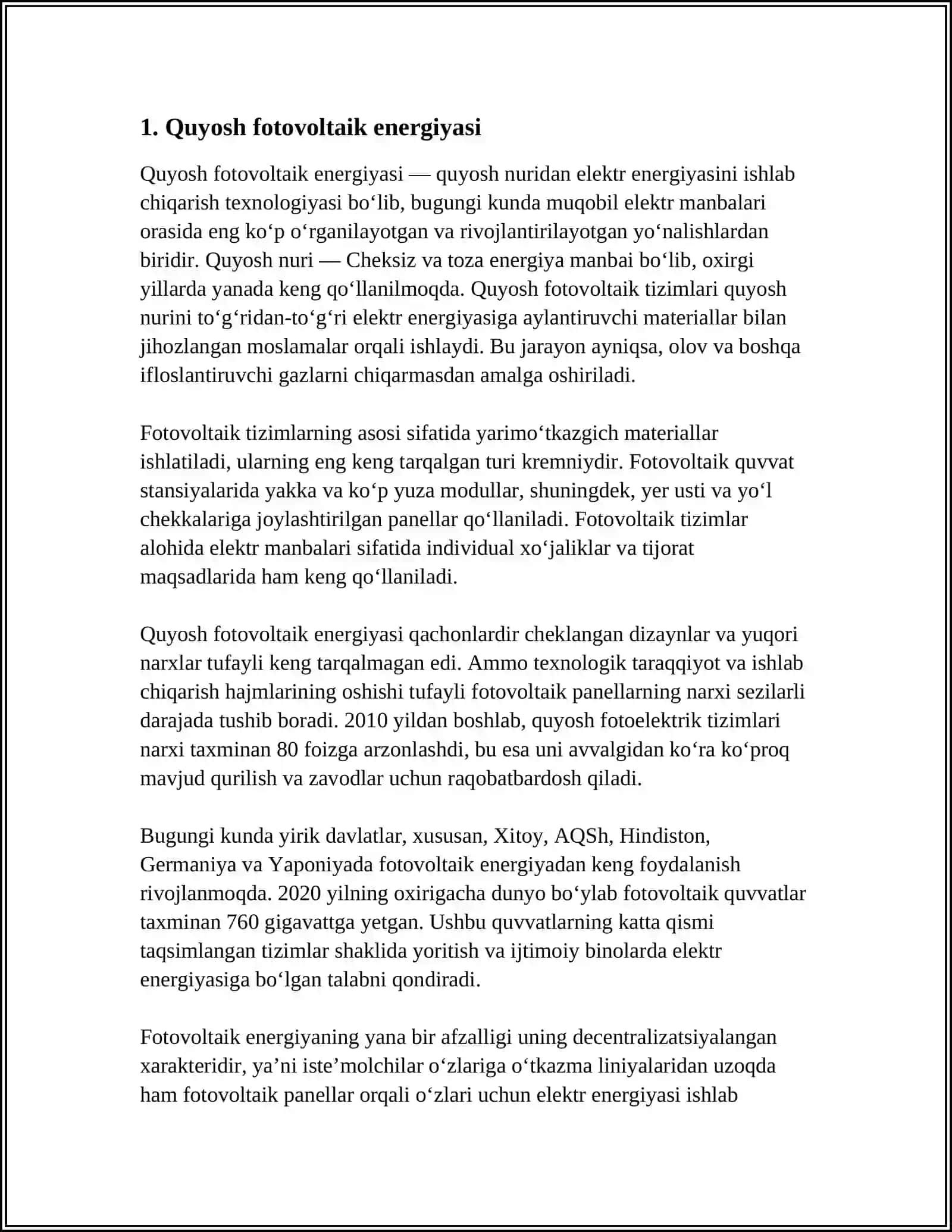 Quyosh fotovoltaik energiyasi 3