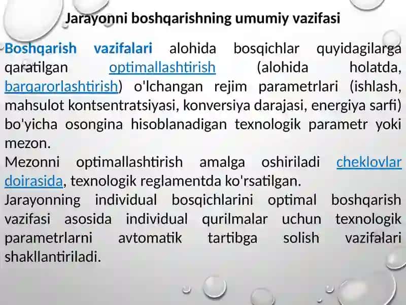 Texnologik jarayonlarni statistik va dinamik optimallashtirish 3