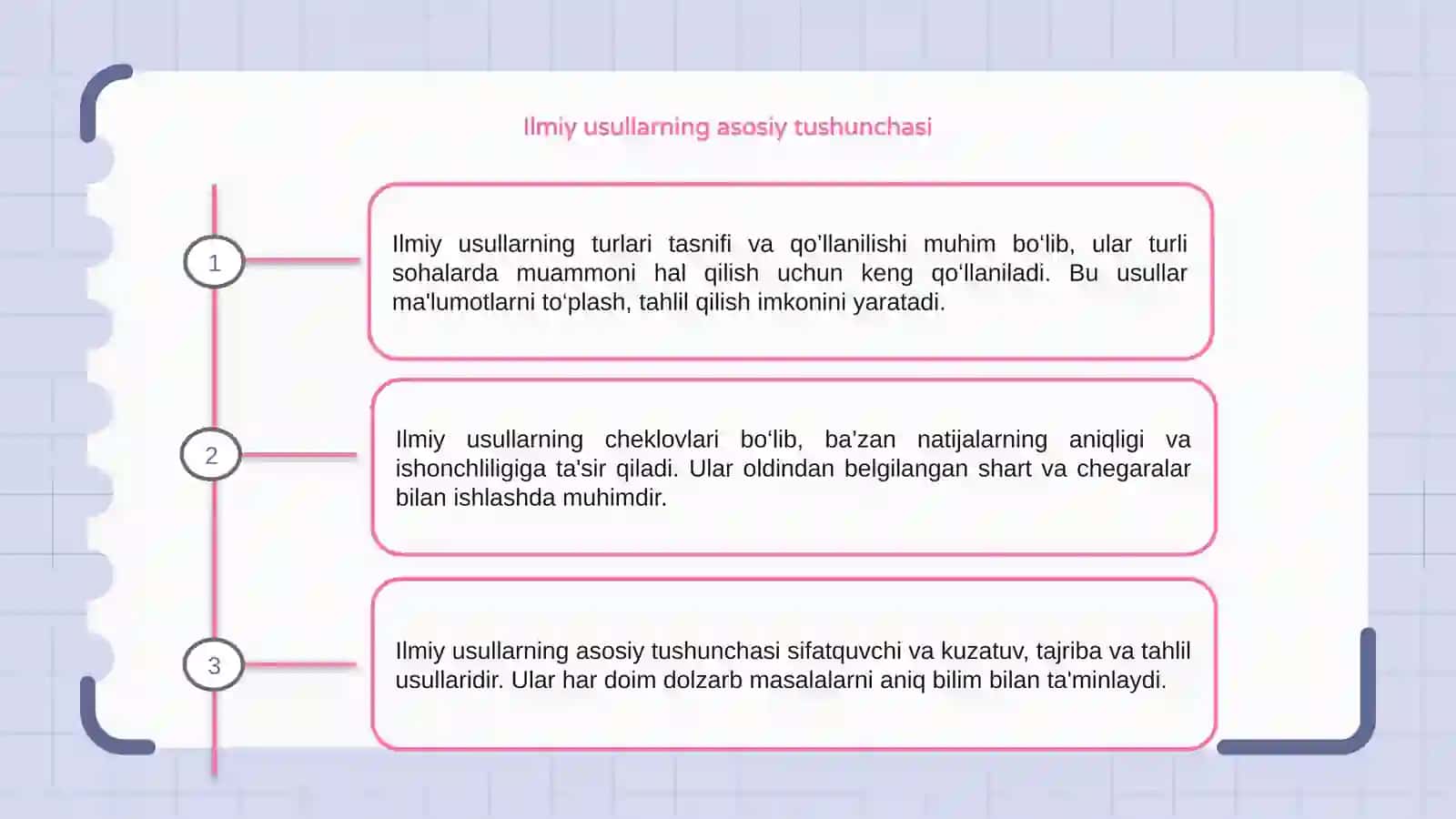 Ilmiy usullarning turlari: tasnifi, qo’llanilishi va cheklovlari 3