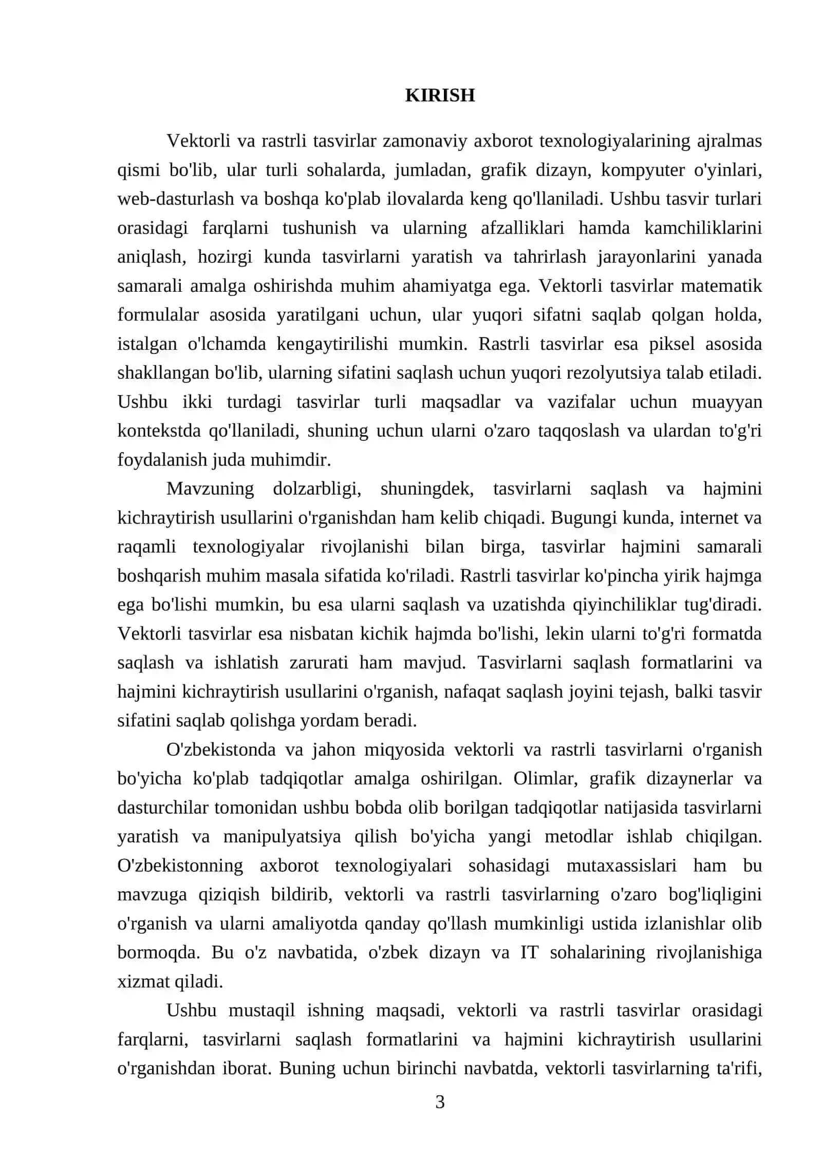 Vektorli va rastrli tasvirlar.Tasvirni saqlash va hajmini kichraytirish 3
