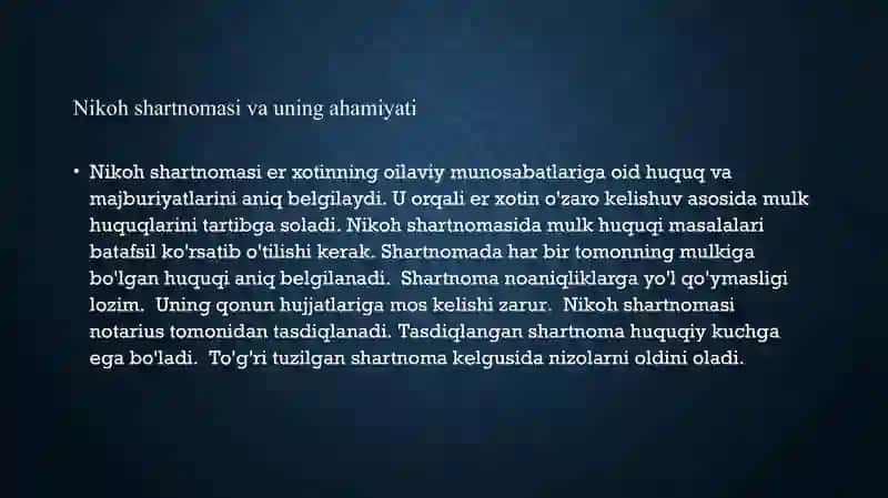 Nikoh shartnomasi va mulk huquqi 3