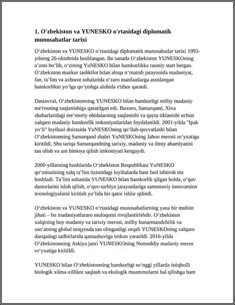 O'ZBEKISTON VA YUNESKO MUNOSABATLARI 3