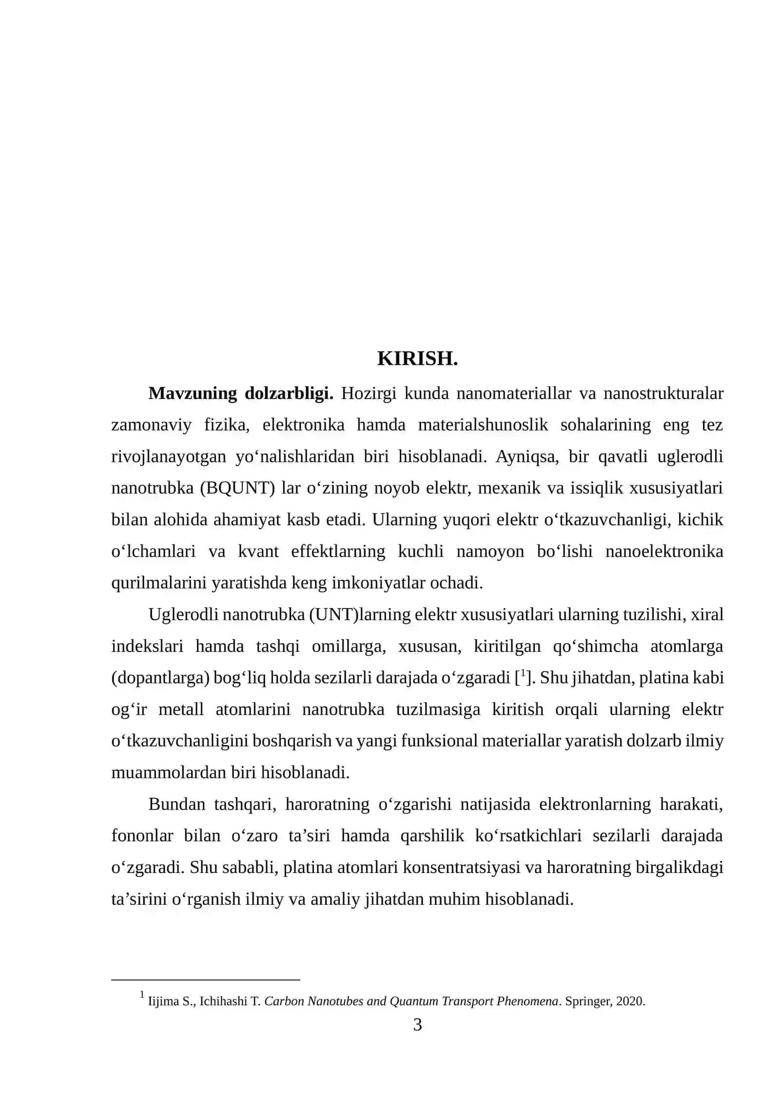 BIR QAVATLI UGLERODLI NANOTRUBKALARGA KIRITILGAN PLATINA ATOMLARINING ELEKTR XUSUSIYATLARINI UNING KONSENTRATSIYASI VA HARORATIGA BOG’LIQLIGINI O’RGANISH. 3
