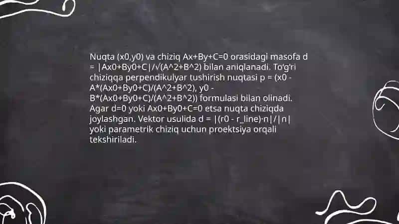 Geometrik figuralar orasidagi pozitsion va metrik munosabatlarni tekshirish 3