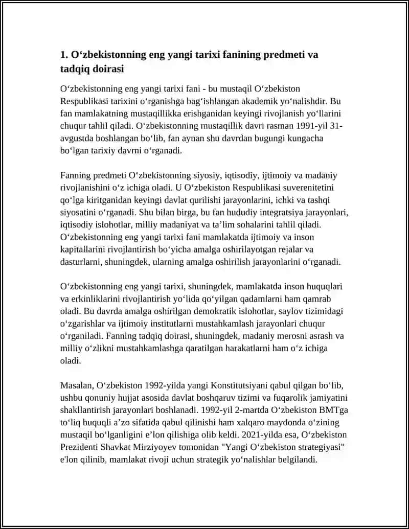 O'zbekistonning Eng Yangi Tarixi Fani 3