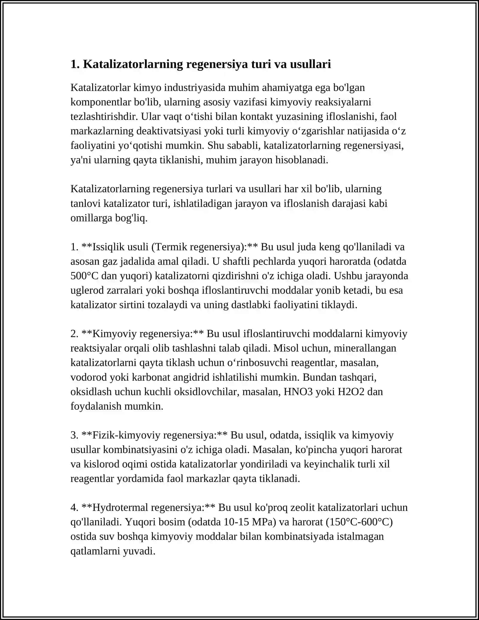 KATALIZATORLARNI REGENERATSIYA QILISH JARAYONI 3