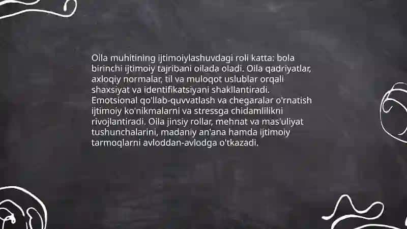 Oila muhitining ijtimoiylashuvdagi roli 3