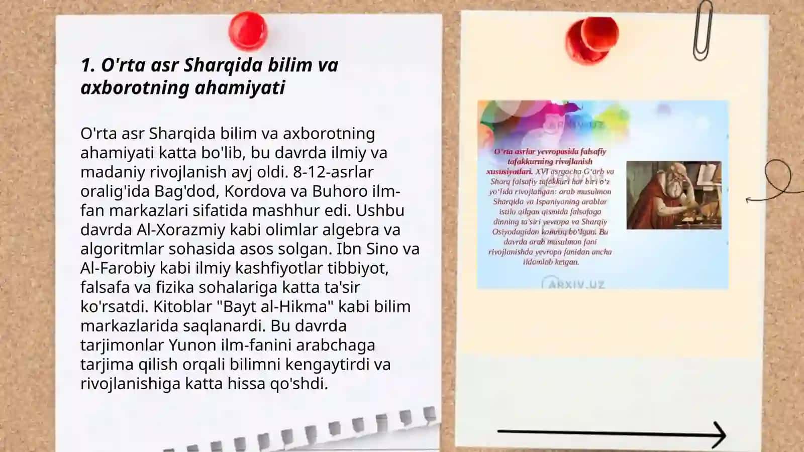O'rta asr Sharq va G'arbning uyg'onish davridagi axborot, ma'lumotiga bo'lgan munosabat 3