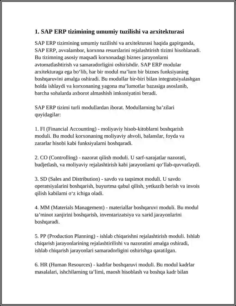 SAP ERP TIZIMI VA UNING ISHLASH TEXNOLOGIYASI 3