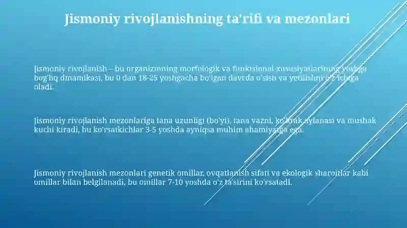 Jismoniy rivojlanishni aniqlovchi mezonlar va testlar 3
