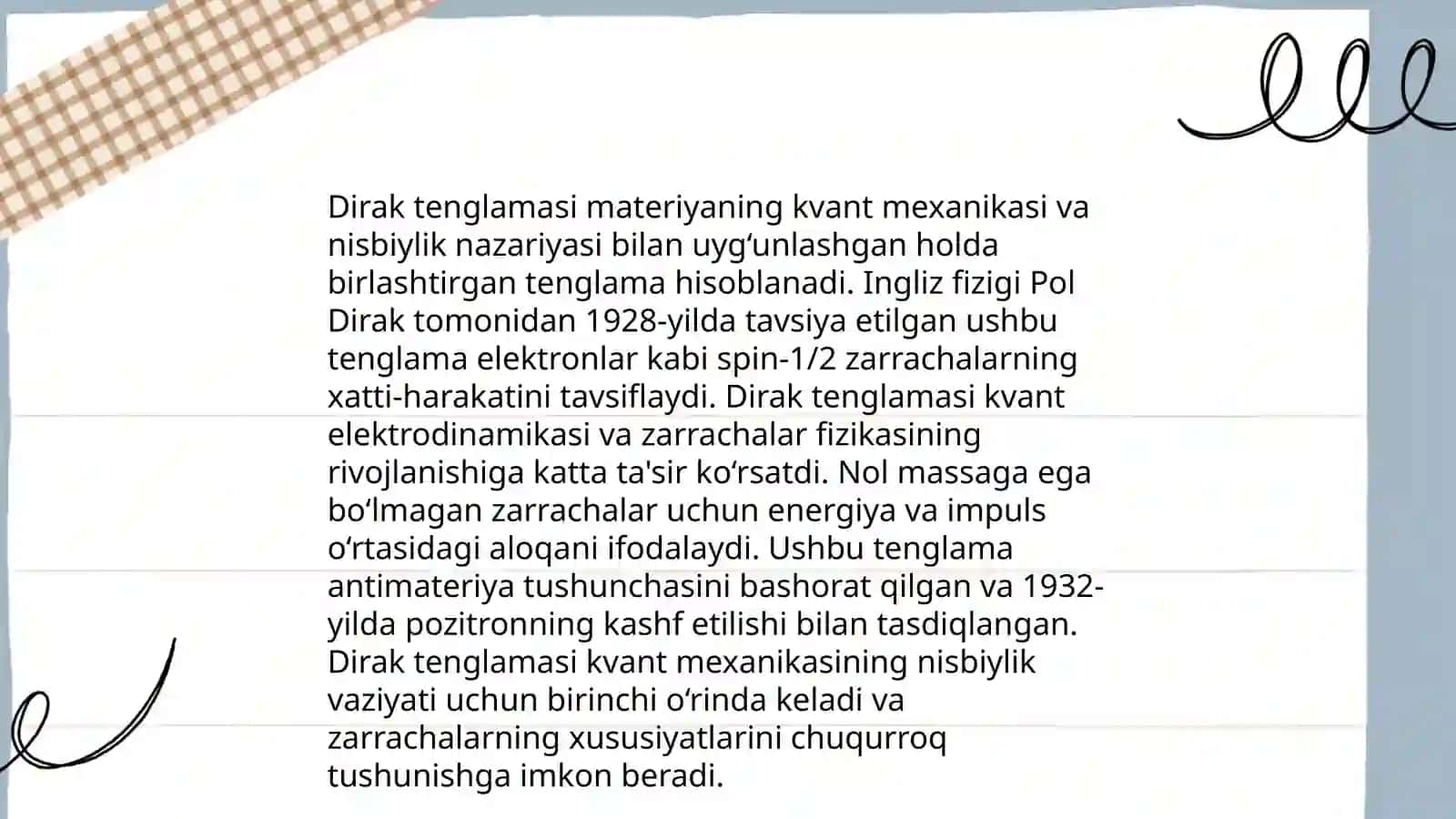 Dirak Pauli tenglamasi 3