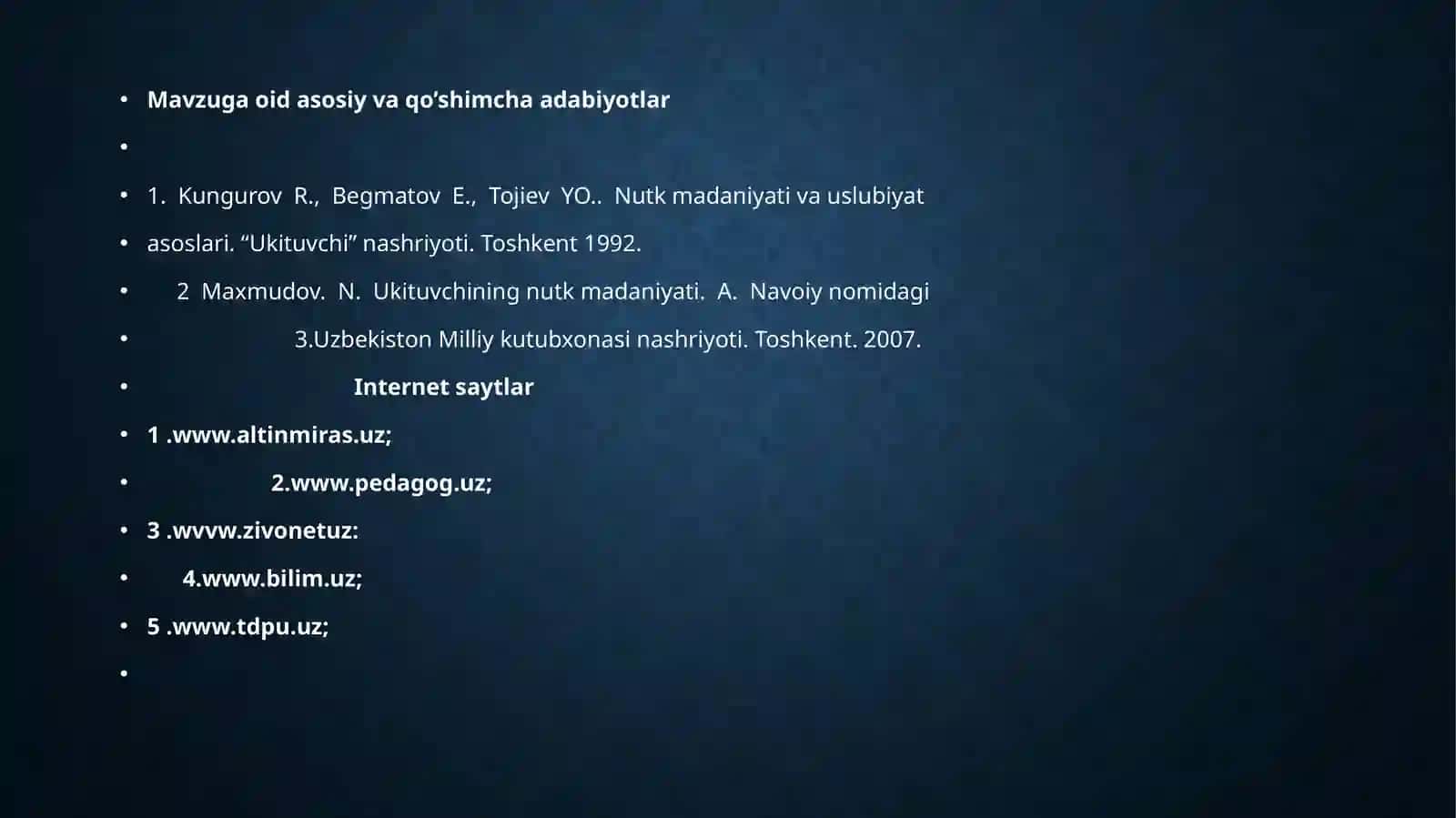 O’zbektilining sohada qo’llanilishi 3