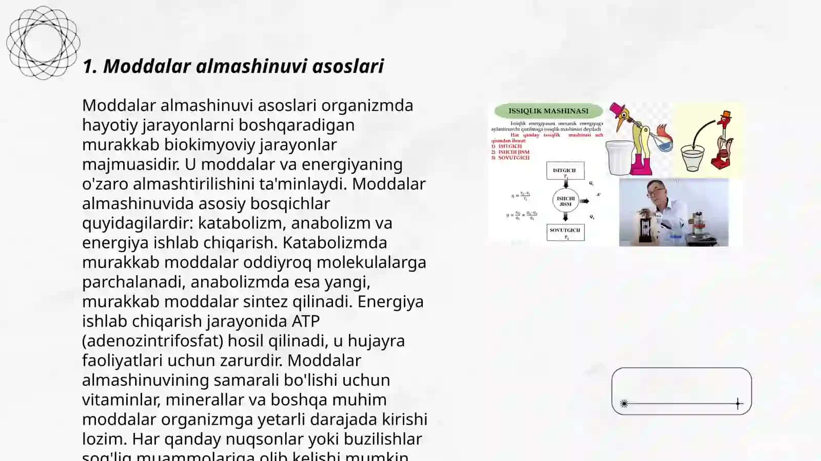 Moddalar va energiya almashinuvi. Tana haroratini boshqarilishi Muhammadaziz 3