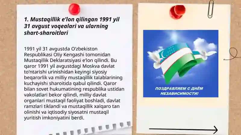 Mustaqil Oʻzbekiston respublikasining tashkil topishi va uning tarixiy ahamiyati 3