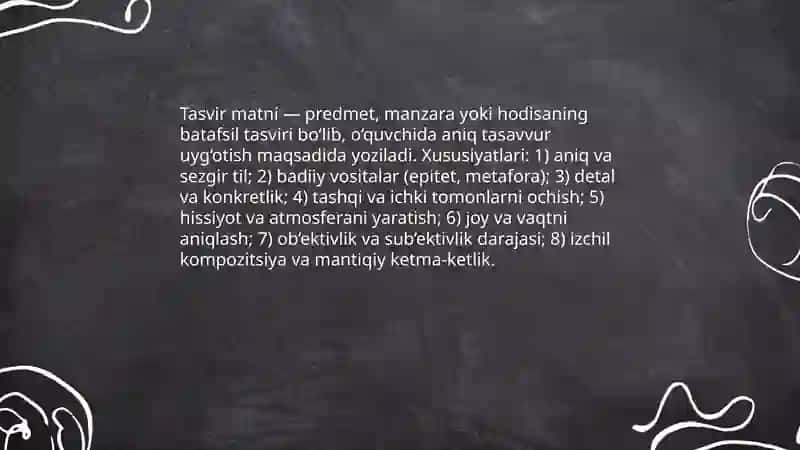Tasvir matnlarining xususiyatlari 3