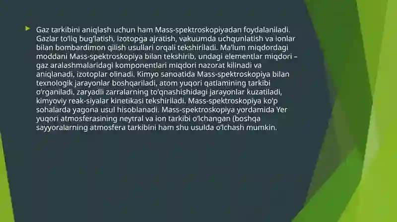 Mass-spektroskopiya asoslari, spektrlarni tahlil qilish uslublari 3