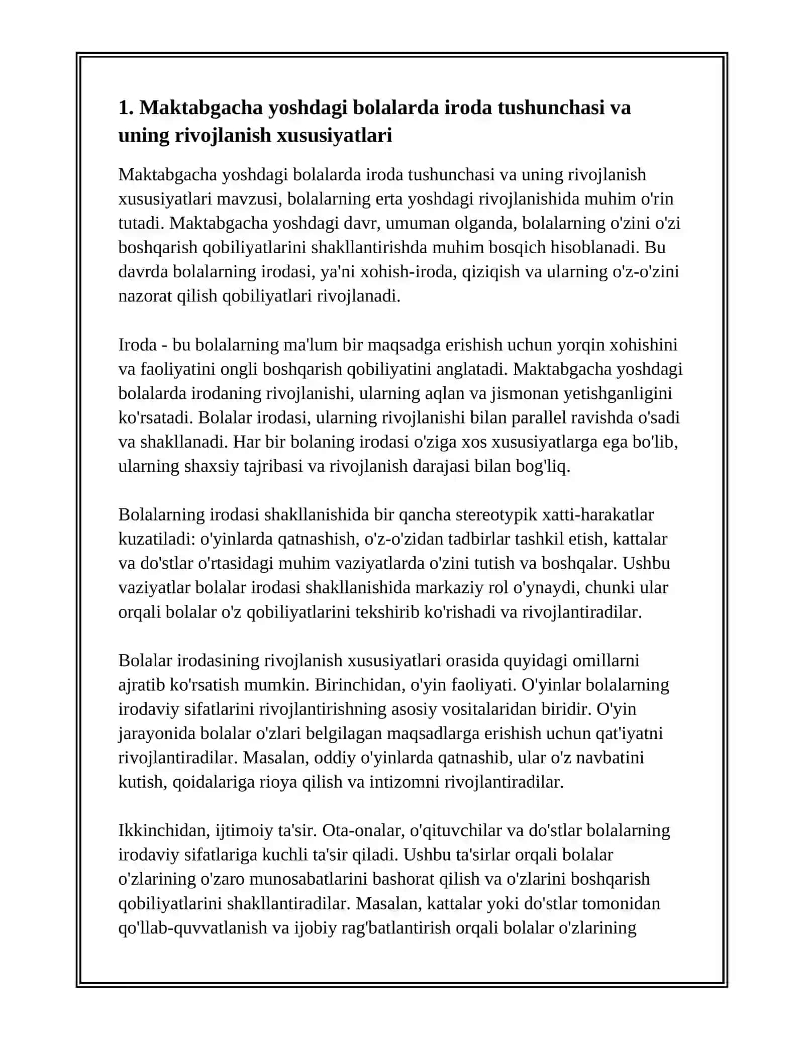 MAKTABGACHA YOSHDAGI BOLALARDA IRODA SIFATLARINI RIVOJLANTIRISH UCHUN PSIXOLOGIK O'YINLAR TASHKIL ETISH 3