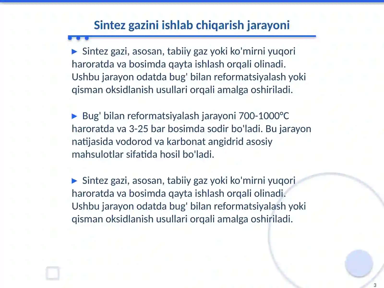 Sintez gazi asosida olinadigan mahsulotlar 3