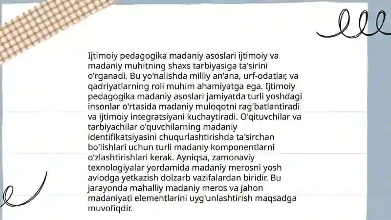 Ijtimoiy Pedagogika rivojlanishining madaniy tarixiy asoslari 3