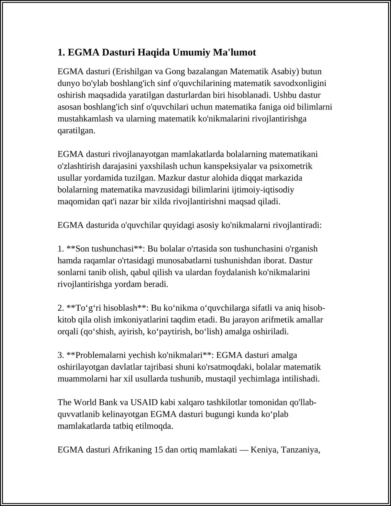 EGMA XALQARO BAHOLASH DASTURI KONTEKST HAQIDA MA'LUMOT BERING 3