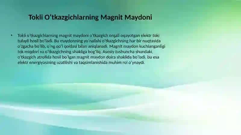 Magnit  maydon  induksiyasi.  Tokli  o‘tkazgichlarning  magnit maydoni 3