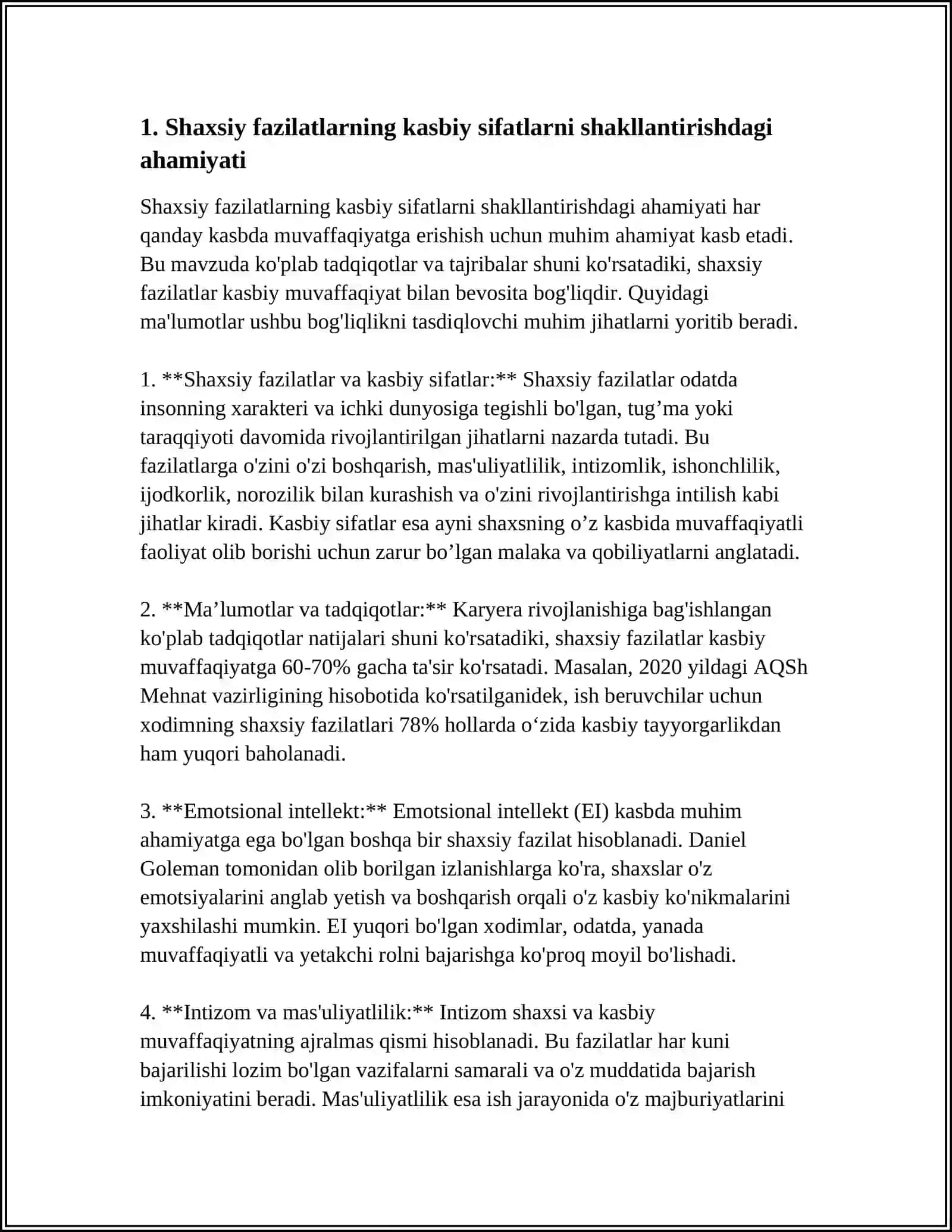 KASBIY FAOLIYAT SAMARADORLIGINI TA'MINLASHDA SHAXSIY FAZILATLARNING ROLI 3