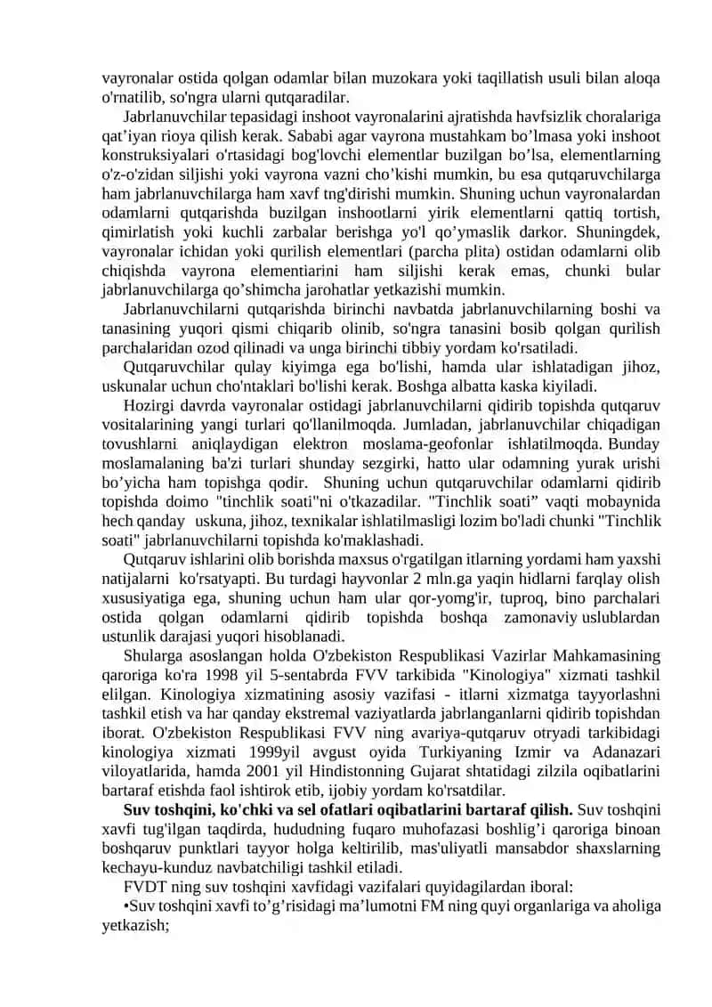 Tabiiy ofat, avariya halokatlar o`choqlarida qutqaruv va tiklov ishlarini amalga oshirish 3