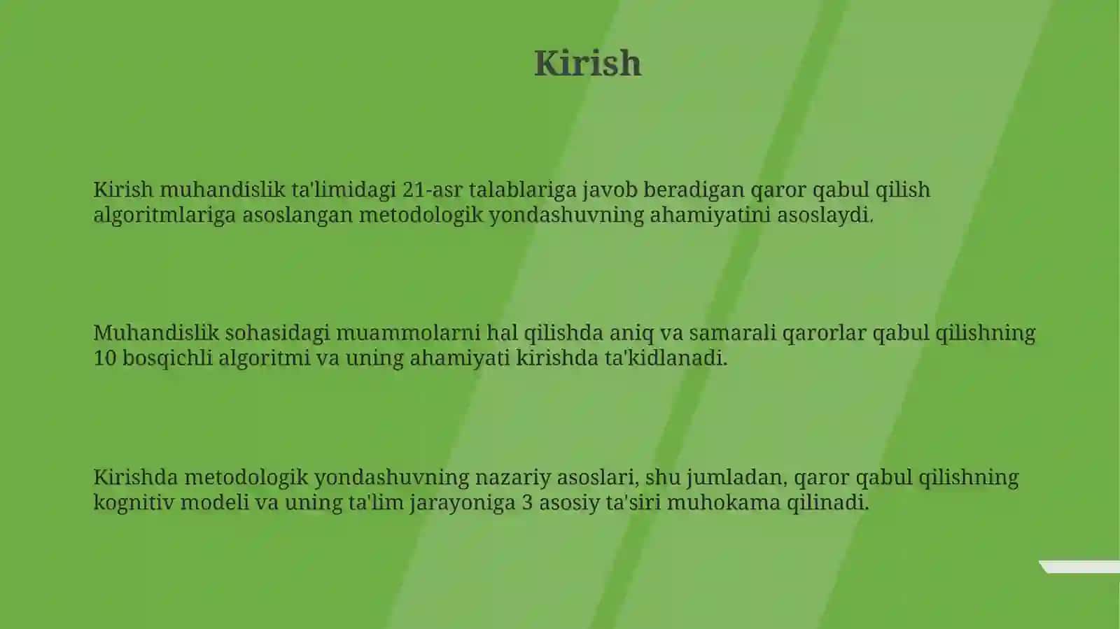 Muhandislik ta’limida qaror algoritmiga asoslangan metodik yondashuv 3