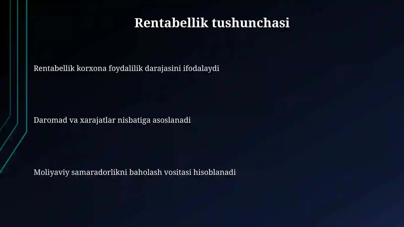 Rentabellik koʻrsatgichlari mavzusida ma'lumot 3