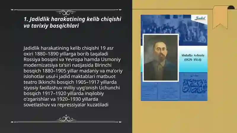 Jadidlik harakatining kelib chiqishi va tarixiy bosqichlari 3