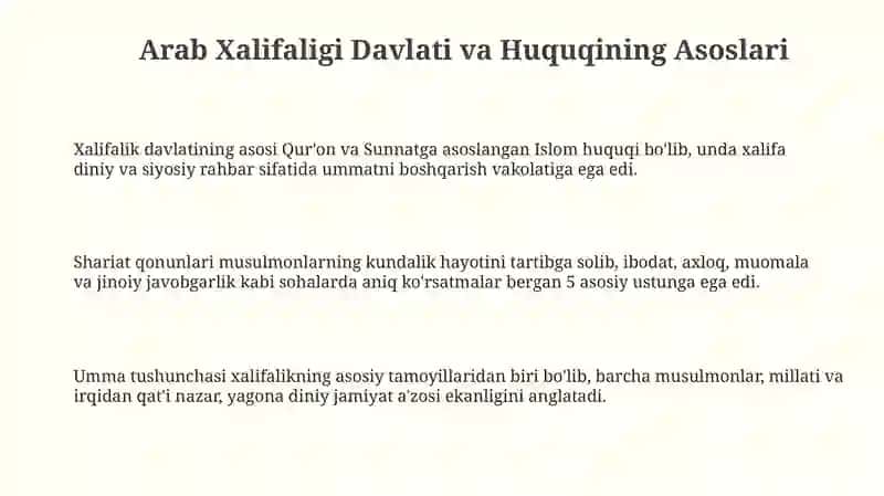 Arab Xalifaligi Davlati va Huquqining Asoslari 3