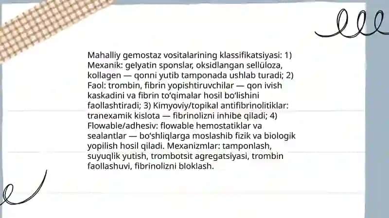 Mahalliy gemostaz uchun zamonaviy dori vositalari 3