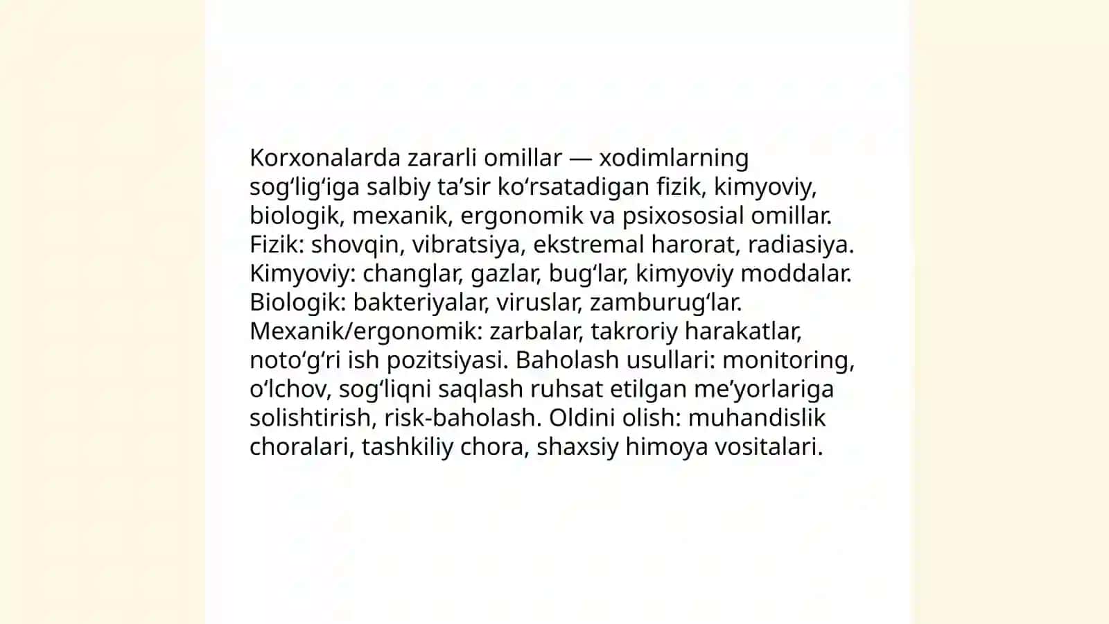 Zararli omillar tushunchasi va ruhsat etilgan meʼyorlari 3