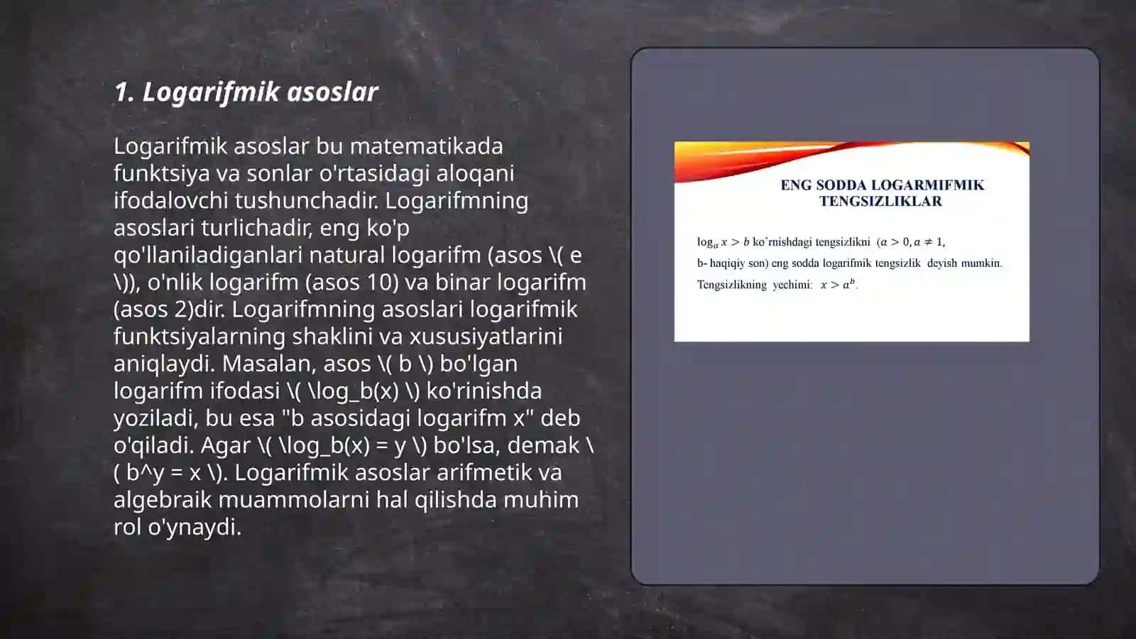 Logarifmik asoslar 3