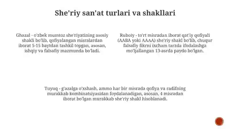 Sheʼriy Sanʼat Turlari va Shakllari 3