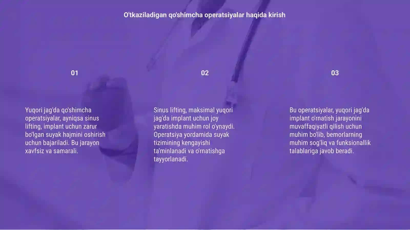 Dental implantatsiyada yuqori jag'da o'tkaziladigan qo'shimcha operatsiyalar (sinus lifting) 3