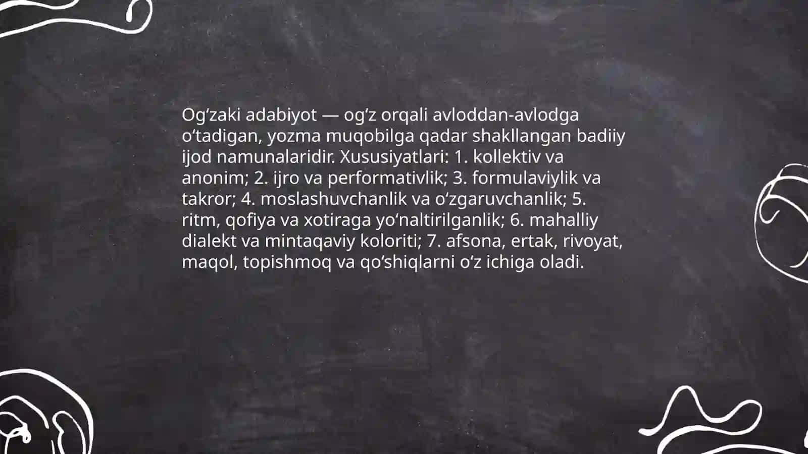 Ogʻzaki va yozma adabiyot 3